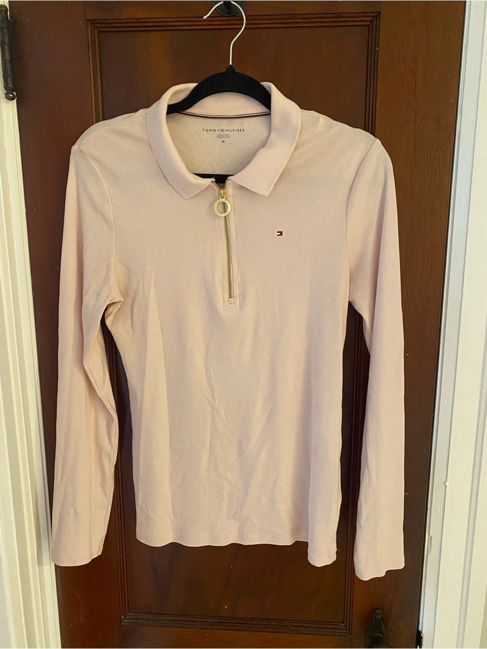 Tommy Hilfiger Long Sleeve Light Pink Half-Zip Polo
